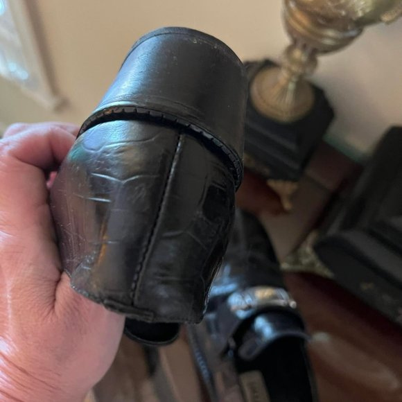 Brighton Black Croc Loafers Alligator shoes Women's 6.5 M Made in Italy - Picture 5 of 10